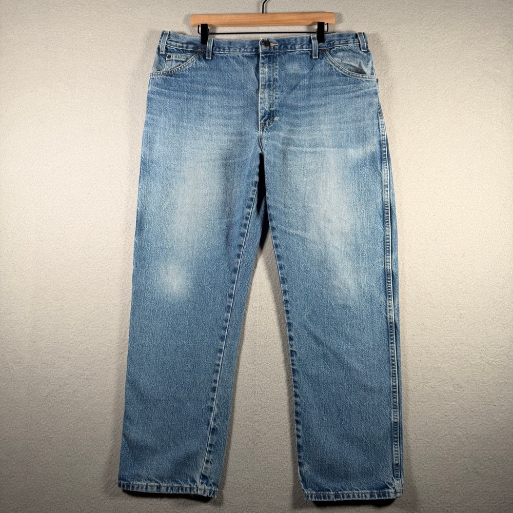 Dickies Mens Relaxed Fit Carpenter Jeans Light Wash Blue 40x32 W41637C Utility